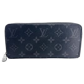 Carteira longa bi-fold Louis Vuitton Monogram Eclipse Marrom Preto