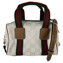 Gucci Sherry Line Handbag/Shoulder Bag Brown Pink Green