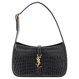 Saint Laurent Le 5 A 7 en cuir embossé effet crocodile noir Noir