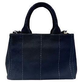 Prada Canapa Canvas Handbag Black White