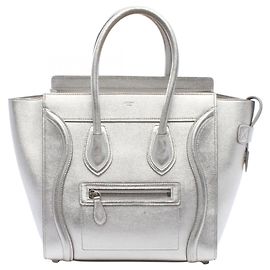 Céline Celine Luggage Micro Shopper Handbag Silvery