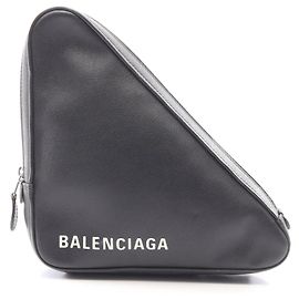 Balenciaga Triangle Second Bag Clutch Handbag Black