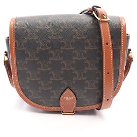 Céline Celine Folco Medium Handbag Brown Black