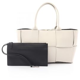 Bottega Veneta Arco Maxi Intrecciato Tote Bag White