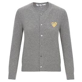 Comme Des Garcons Cardigan mit goldenem Herz-Patch Grau Braun