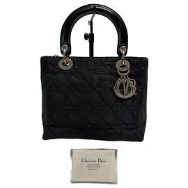 Dior Lady Cannage Small Tote Bag (Black with Silver Hardware) Black