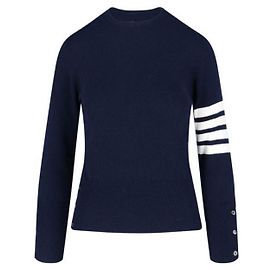 Thom Browne Klassischer Kaschmir-Strickpullover Blau