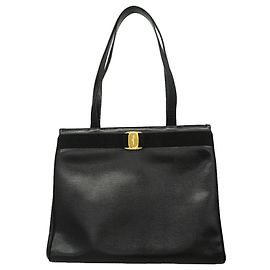 Saco Tote em couro Salvatore Ferragamo Vara Preto