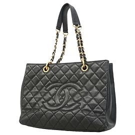 Chanel Black Grained Calfskin Tote Bag Black