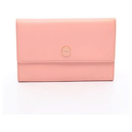 Chanel Coco Button Pink Leather Bi-fold Wallet Pink