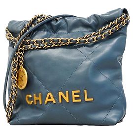Borsa a tracolla Chanel in vitello blu Blu