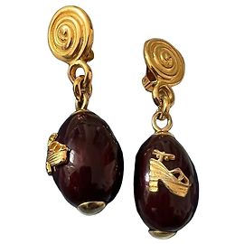 Salvatore Ferragamo Ferragamo hängende Ohrringe bordeaux Bordeaux Gold hardware