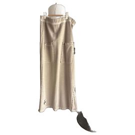 Munthe Plus Simonsen PLÜ Beiger Strick-Maxirock mit Taschen Beige