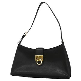 Borsa a tracolla in pelle Gancini Salvatore Ferragamo Nero