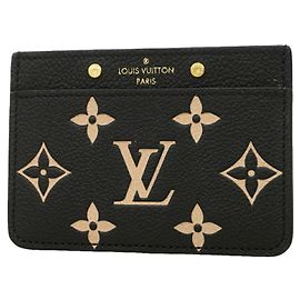 Louis Vuitton Monogram Empreinte Bicolor Card Case Black Beige