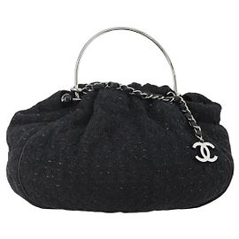 Chanel Knitting Satchel Boucle Tweed Medium Black