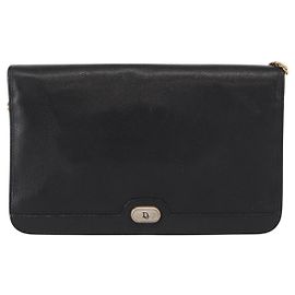 Christian Dior Vintage Chain Flap Leather Preto
