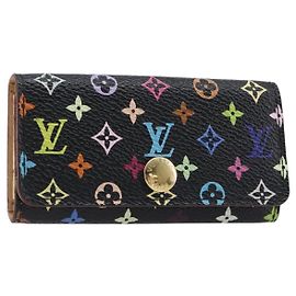 LOUIS VUITTON Monogram Multicolor Multicles 4 Key Case Black M60044 Auth 199374 Black