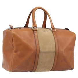 Sac Boston Christian Dior en cuir daim marron doré Auth 198280 Marron Doré