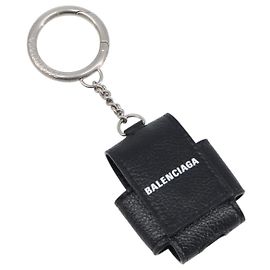 BALENCIAGA Air Pods case Earphone case Leather Black Silver 659926 Auth am12548M Black Silvery
