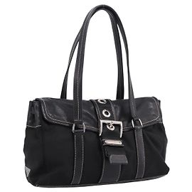 PRADA Shoulder Bag Nylon Black Silver Auth 199517V Black Silvery