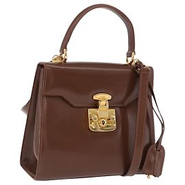 Sac à main GUCCI en cuir 2way Marron Or 000 2110 Auth 197847V Marron Doré