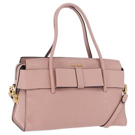 Sac à main Miu Miu en cuir 2way Rose Or Auth 200079V Rose Doré