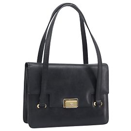 Céline CELINE Hand Bag Leather Black Gold Auth 198264 Black Golden