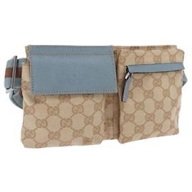 GUCCI GG Canvas Sherry Line Gürteltasche Outlet Beige Silver 162962 Auth 200345A Silber Beige