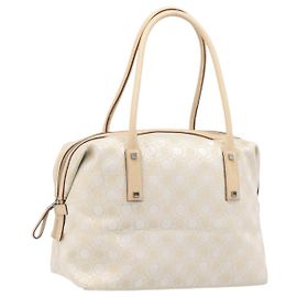 Borsa Tote Salvatore Ferragamo Canvas Beige Silver Auth ka6029 Argento Beige