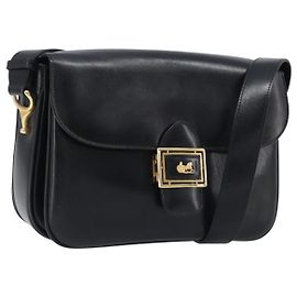 Céline Borsa a tracolla CELINE in pelle nera e oro Auth mr2877 Nero D'oro