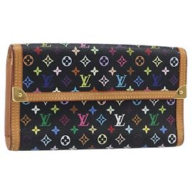 LOUIS VUITTON Monogram Multicolor Porte Tresor Wallet Black M92658 Auth 197263A Noir