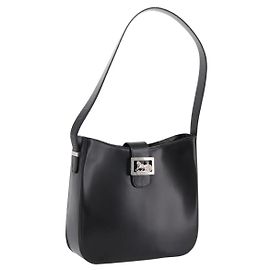 Céline Bolsa de Ombro CELINE Horse Carriage em Couro Preto e Prata Auth 201919A Preto Prata