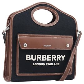 Sac à main BURBERRY Canvas 2way Silver Black Auth 202239V Noir Argenté