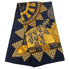 Lenço de seda Hermès L Or Des Chefs Azul 90 Azul