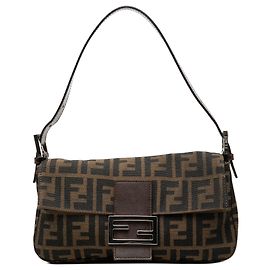 Sac à épaule Baguette Fendi Zucca Canvas Marron Marron