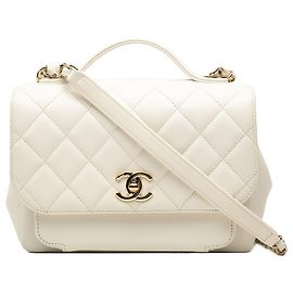 Bolso Chanel Medium Quilted Caviar Business Affinity Top Handle Flap Blanco Blanco