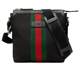 Bolsa Messenger Gucci Techno Canvas Web preta Preto