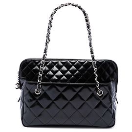 Borsa Tote Business Chanel Large Quilted Patent nera Nero