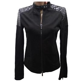Armani Exchange Black Jacket with Embossed Shoulders Black