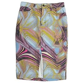 Saia lápis Roberto Cavalli com estampado psicadélico multicolorido Multicor