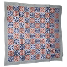 Pañuelo cuadrado Loewe Anagram de algodón Blanco Roja Azul