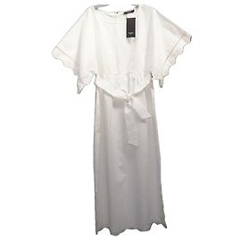 Weekend Max Mara Vestido largo blanco de algodón con bordados Blanco roto