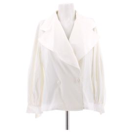 Top blanco de manga abullonada Christian Dior Blanco