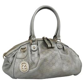 Bolsa GUCCI GG Canvas Guccissima em couro 2way Silver Gold 223974 Outro