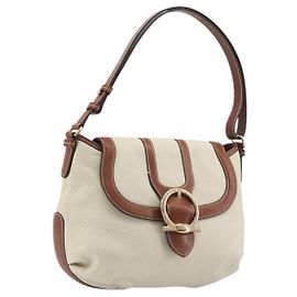 Salvatore Ferragamo Sac à épaule Gancini Cuir Blanc Doré Autre