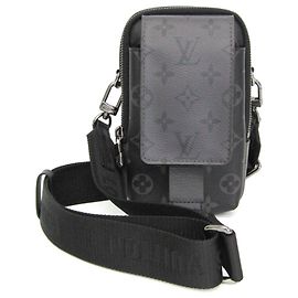 Louis Vuitton Monogram Eclipse Reverse Double Phone Pouch Brown Black