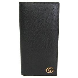 Gucci Double G 795166 Men's Leather Long Wallet Black