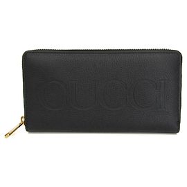 Gucci Logo 658691 Leather Long Wallet Black