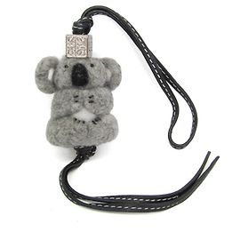 Loewe Leather Handbag Charm - Koala Charm Brown Black